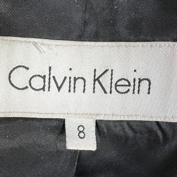 Calvin Klein Women 8 Houndstooth Wool Blend Coat Black White Button Up Old Money - Picture 13 of 16